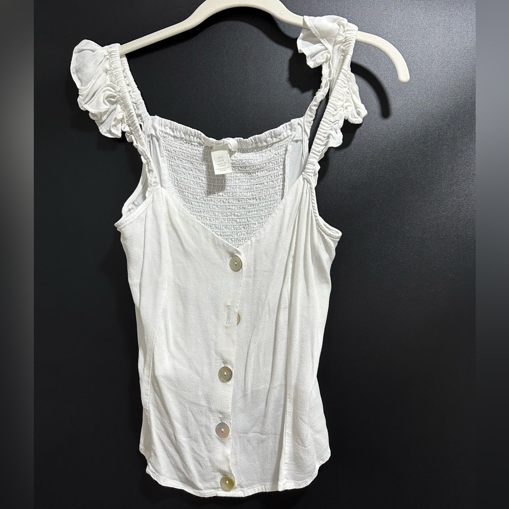 Off the shoulder white button up blouse